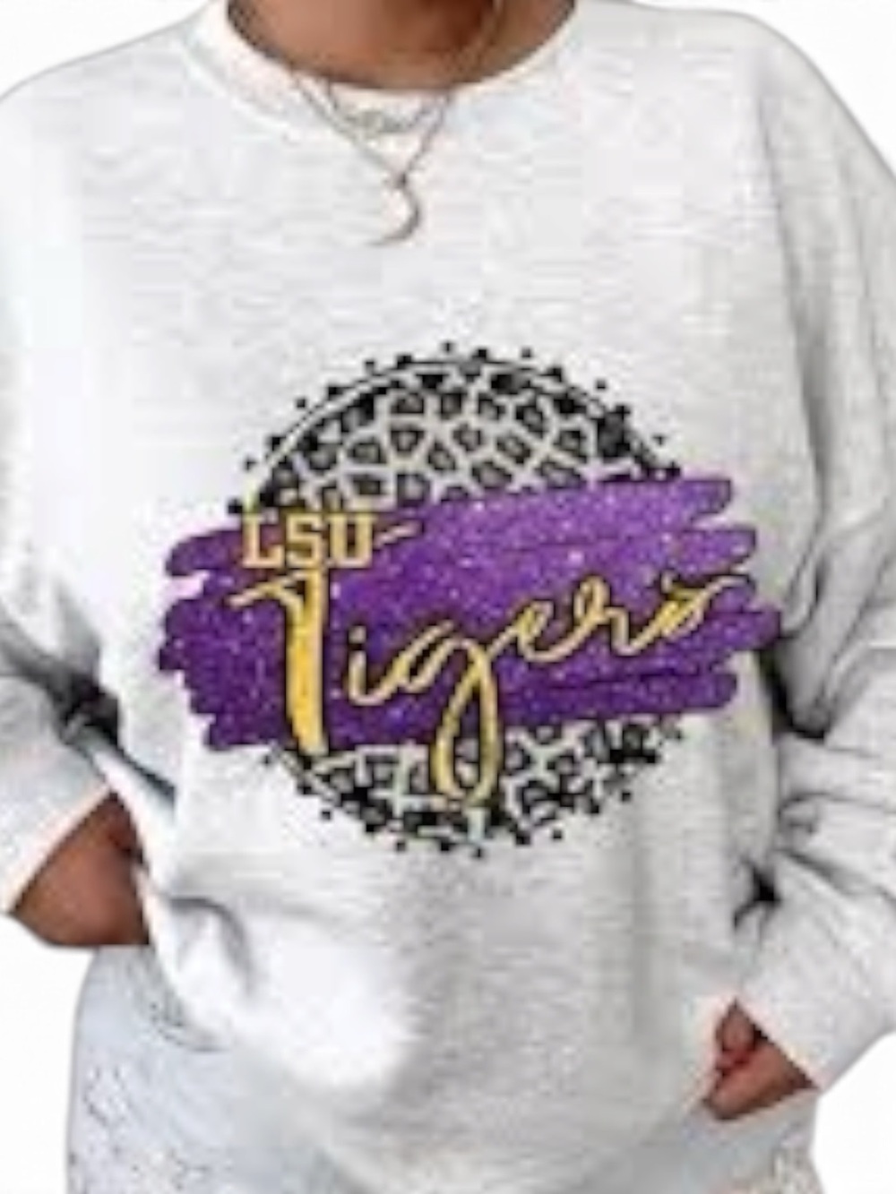 NEW! LSU Tigers Size Large Light Gray Sweatshirt